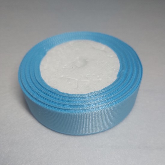 Лента репсовая однотонная 2,5 см*20 ярдов цв. голубой 97, цена за катушку